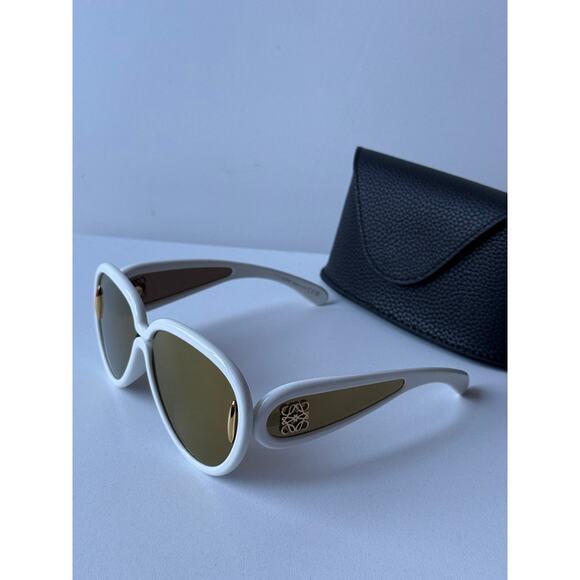 NEW Loewe LW40132I Sunglasses in White Gold Mirror